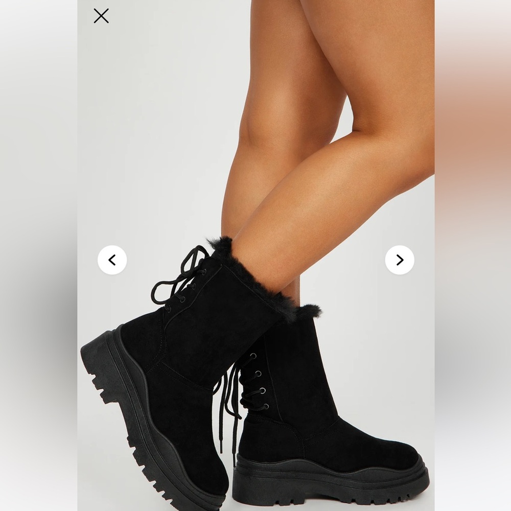 Women's Black Fur-Lined Boots Sz 10 nib nwt - Picture 2 of 4